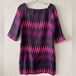 Milly of New York 100% Silk Pink and Purple Shift Dress Size 4